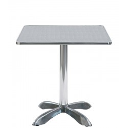 Tavolo con base in alluminio, piano in acciaio inox - 70x70xH73 cm