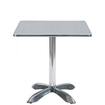 Tavolo con base in alluminio, piano in acciaio inox - 70x70xH73 cm