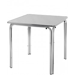 Tavolo con struttura in alluminio, piano in acciaio inox - 80x80xH73 cm