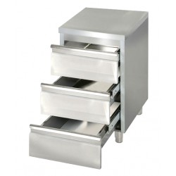 Cassettiera in acciaio inox a 3 cassetti senza top- 50x58x85 cm