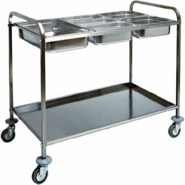 Carrello inox portabacinelle - N° 3 GN 1/1 110x62x97h