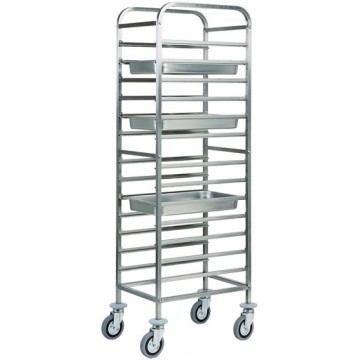 Carrello inox portateglie - 14 GN 1/1 - 44,5x62x175h