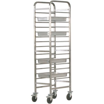 Carrello inox portateglie rinforzato - 14 GN 1/1 - 45,5x62x177h