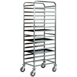 Carrello inox portateglie per pasticcceria - 14 teglie 60x40 - 52x72x182h