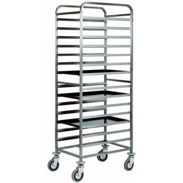 Carrello inox portateglie per pasticcceria - 20 teglie 60x40 - 52x72x182h