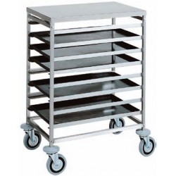 Carrello inox portateglie per pasticcceria - 8 teglie 60x40 - 52x72x94h