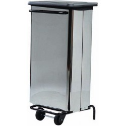 Pattumiera rettangolare inox con 2 ruote e pedale - 49x50x79 h / 70 lt