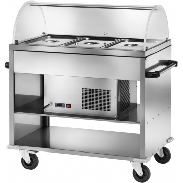 Carrello inox refrigerato (+2°/+10°C) Capacità 3x GN 1/1 - 124x72x126h