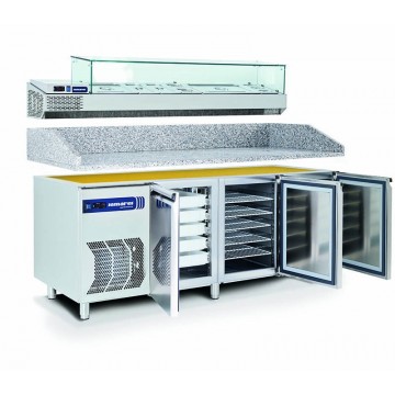 Tavolo da laboratorio per pizza TP3 TN (0/+8°C) 537 Lt - PROF. 83 cm