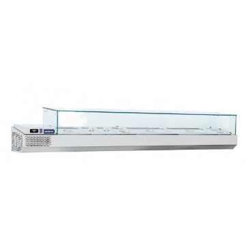 Vetrina refrigerata per condimenti pizza in acciaio INOX con vetro (57 Lt) L 1600 mm