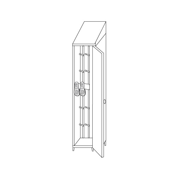 Armadio porta stivali acciaio inox 304 a 1 anta a battente con tetto  inclinato Armadi inox