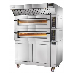 Forno elettronico modulare in acciaio completo con 2 Moduli Forno capacità 6+6 Pizze, cappa aspirante e cella di lievitazione