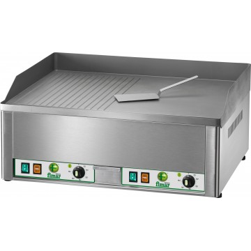 Fry Top Elettrico da banco con piano doppio in acciaio - Piastra Liscia/Rigata - 665x570x300 h