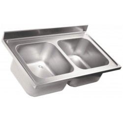 Lavello in acciaio inox - 2 vasche - PROF. 60 cm