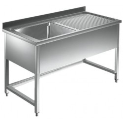 Lavello in acciaio inox su mobile aperto - 1 vasca con gocciolatoio destro - PROF. 70 cm