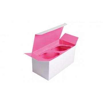 Scatola da 2 cupcake, inserto fucsia (100 pcs)