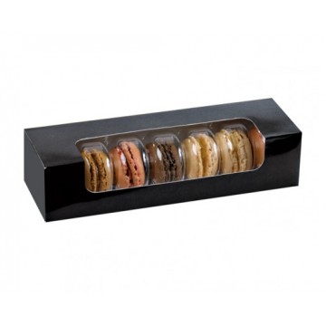 Scatola cartone nera con finestra per 7 macarons (250 pcs)